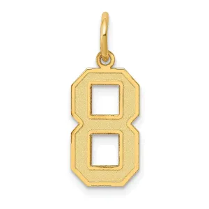 14k Yellow Gold Satin Brush Finish Medium Size Number 8 Charm Pendant