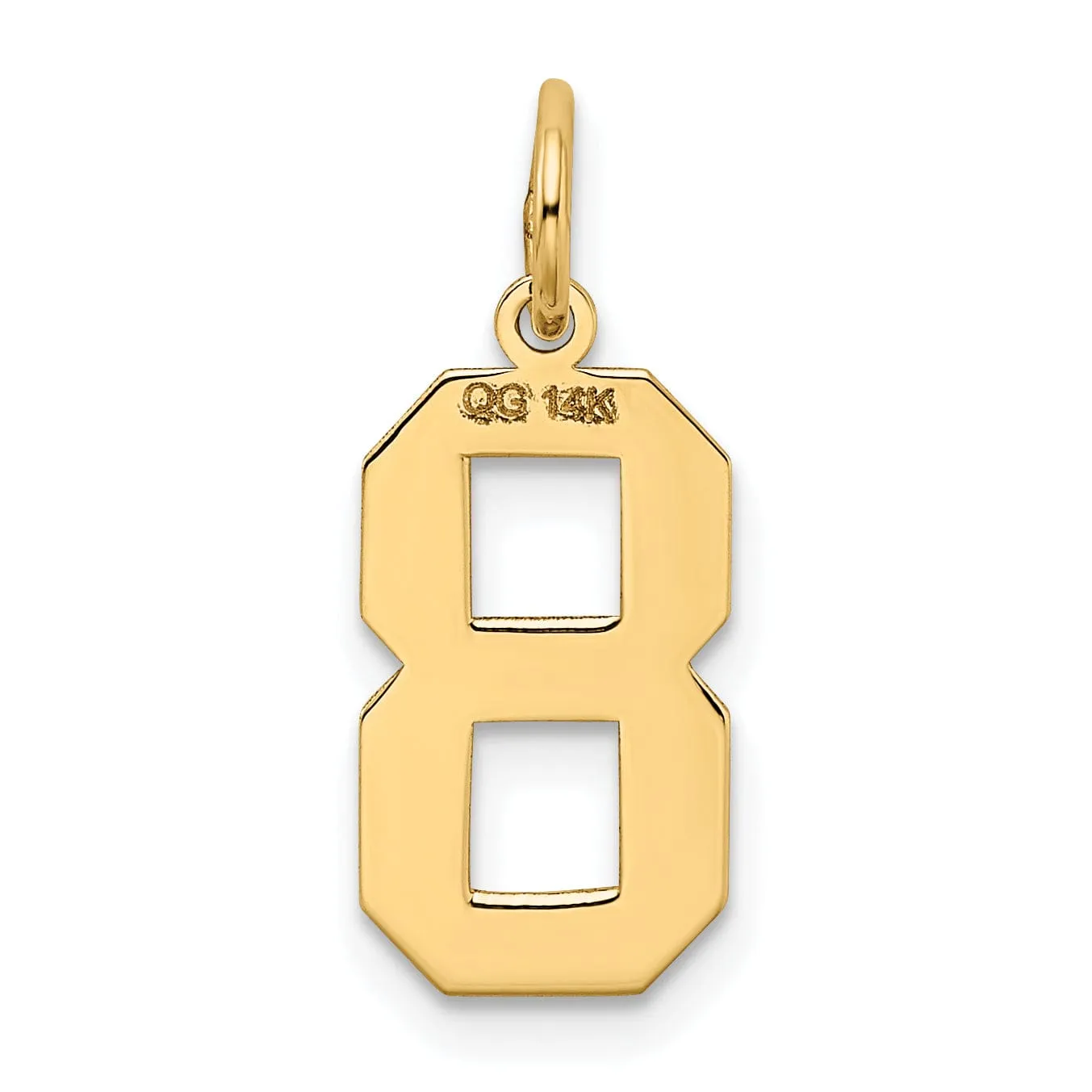 14k Yellow Gold Satin Brush Finish Medium Size Number 8 Charm Pendant