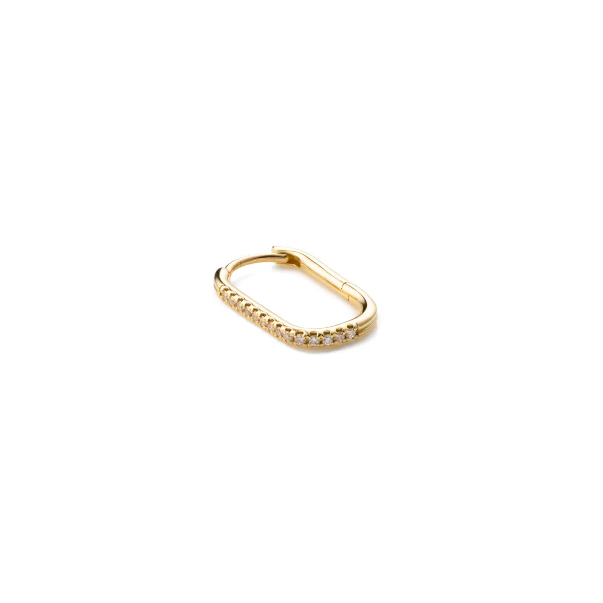 18K MANHATTAN Oblong Diamond Huggie Earring Large size