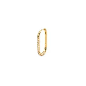 18K MANHATTAN Oblong Diamond Huggie Earring Large size