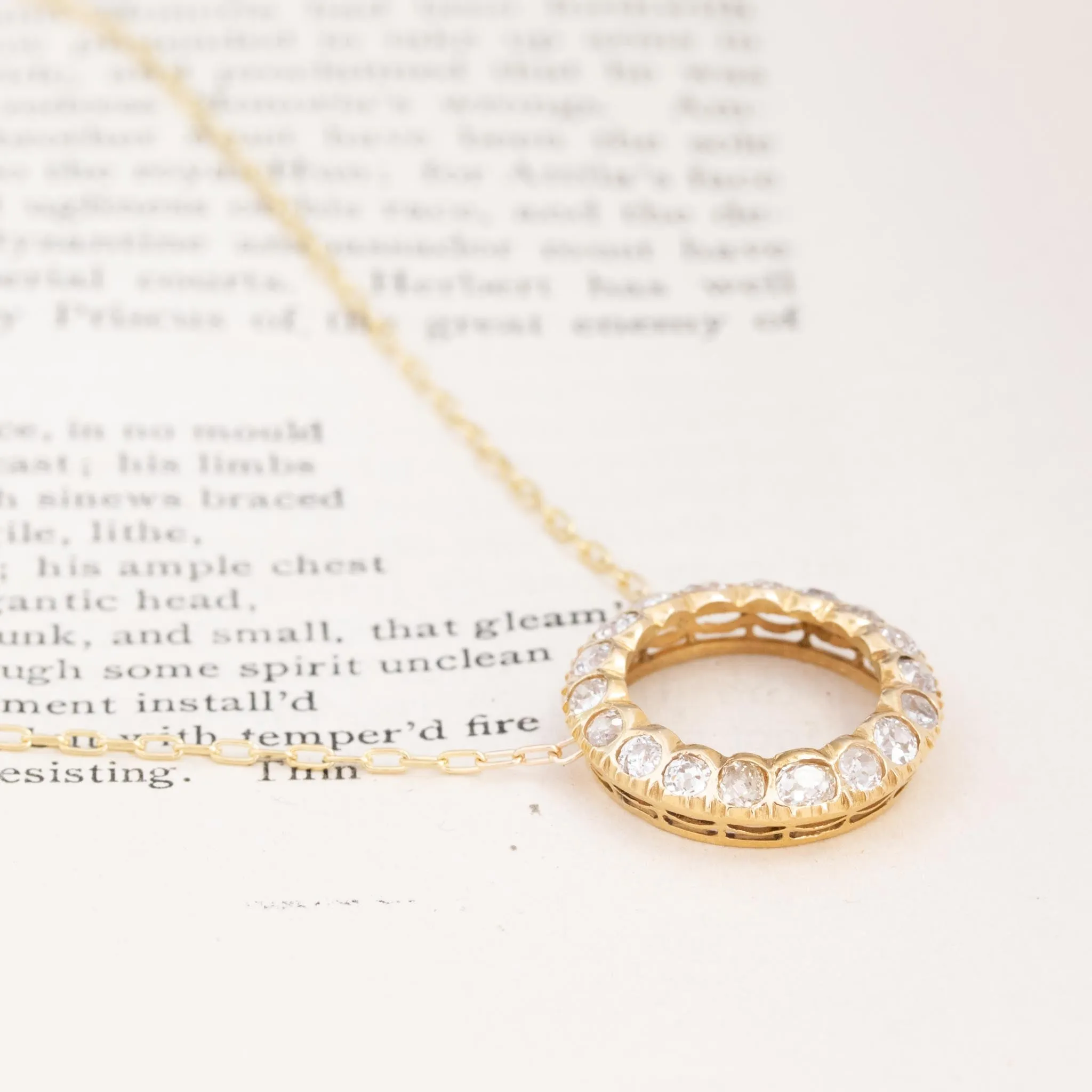 1.90ctw Old Mine Cut Diamond Circle Pendant