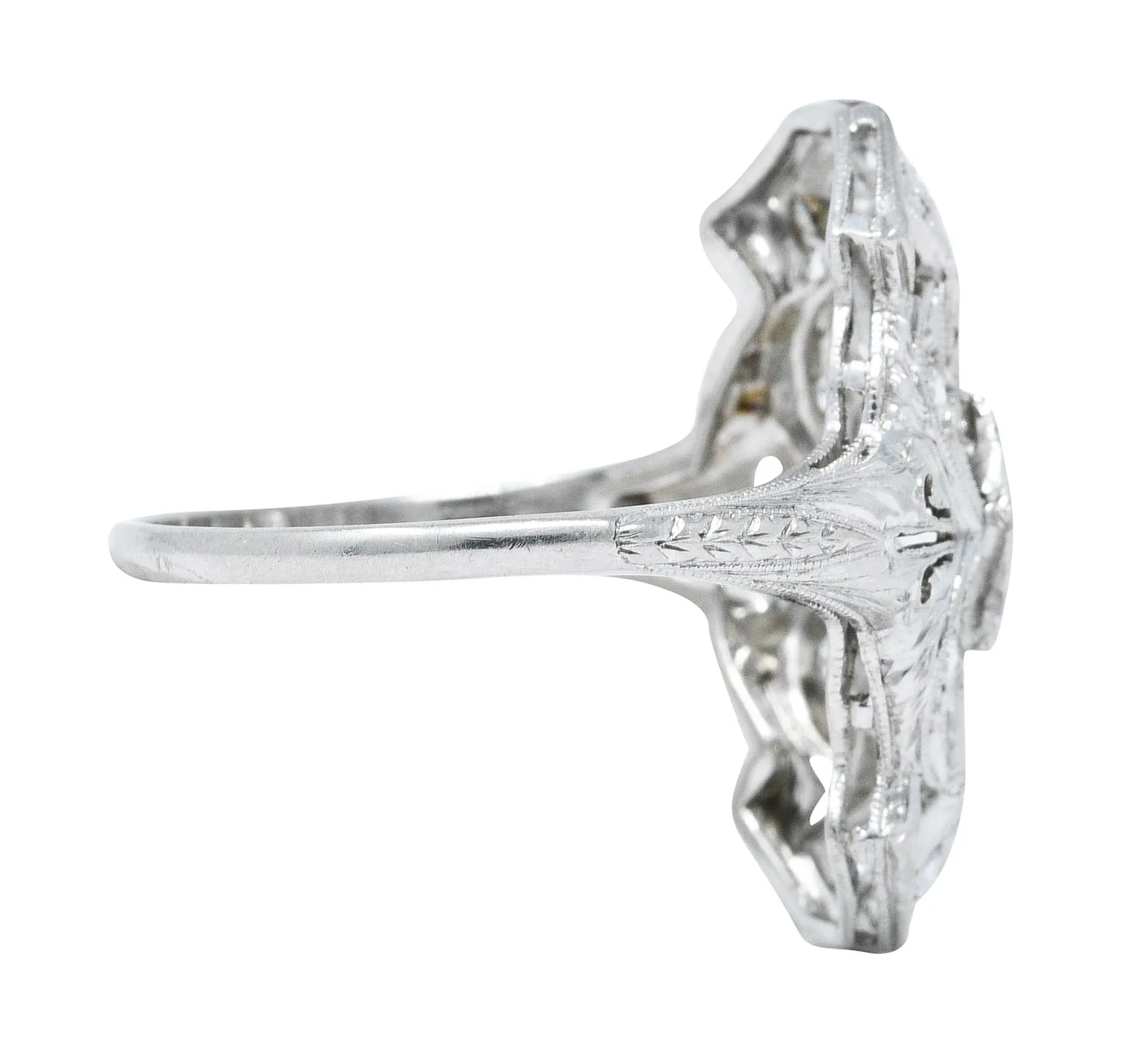 1920's Art Deco 0.85 CTW Diamond Platinum Geometric Dinner Ring