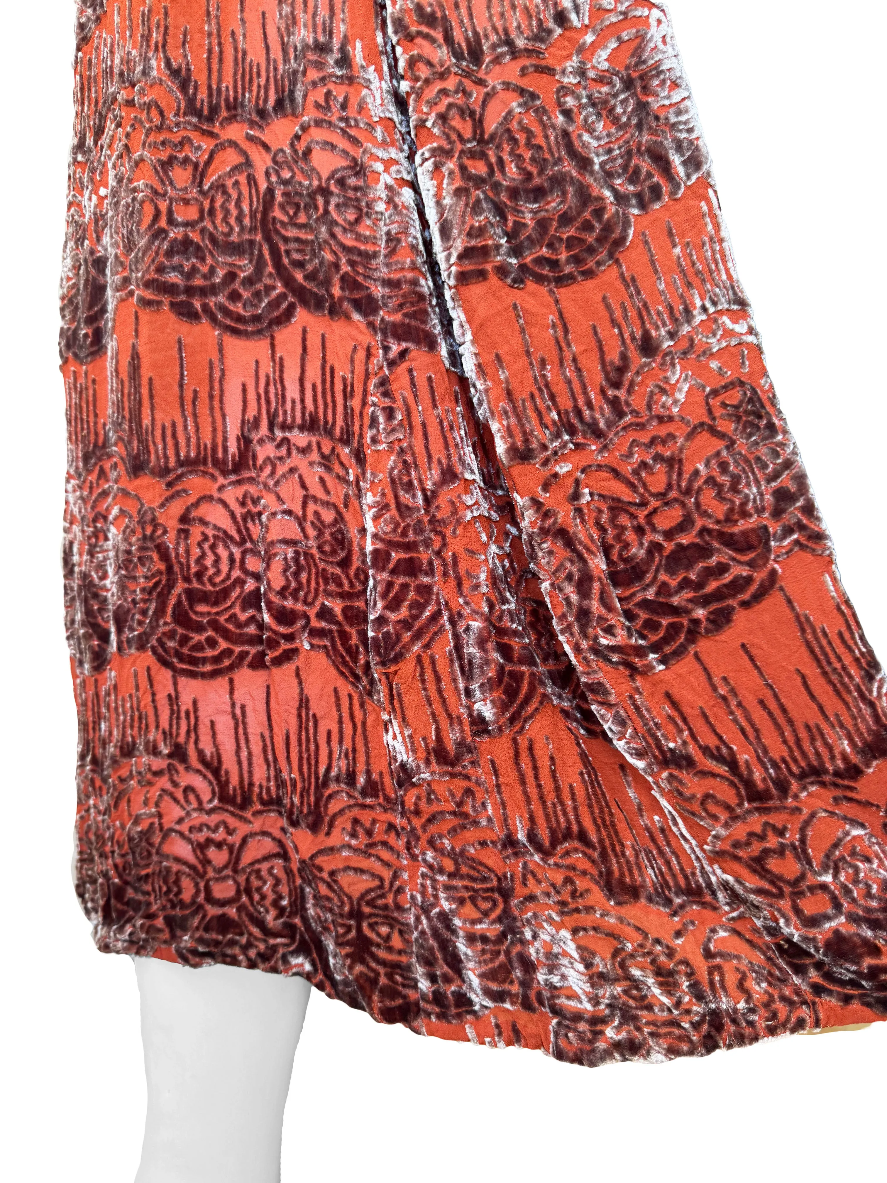 1920s Art Deco Devore Silk Dress