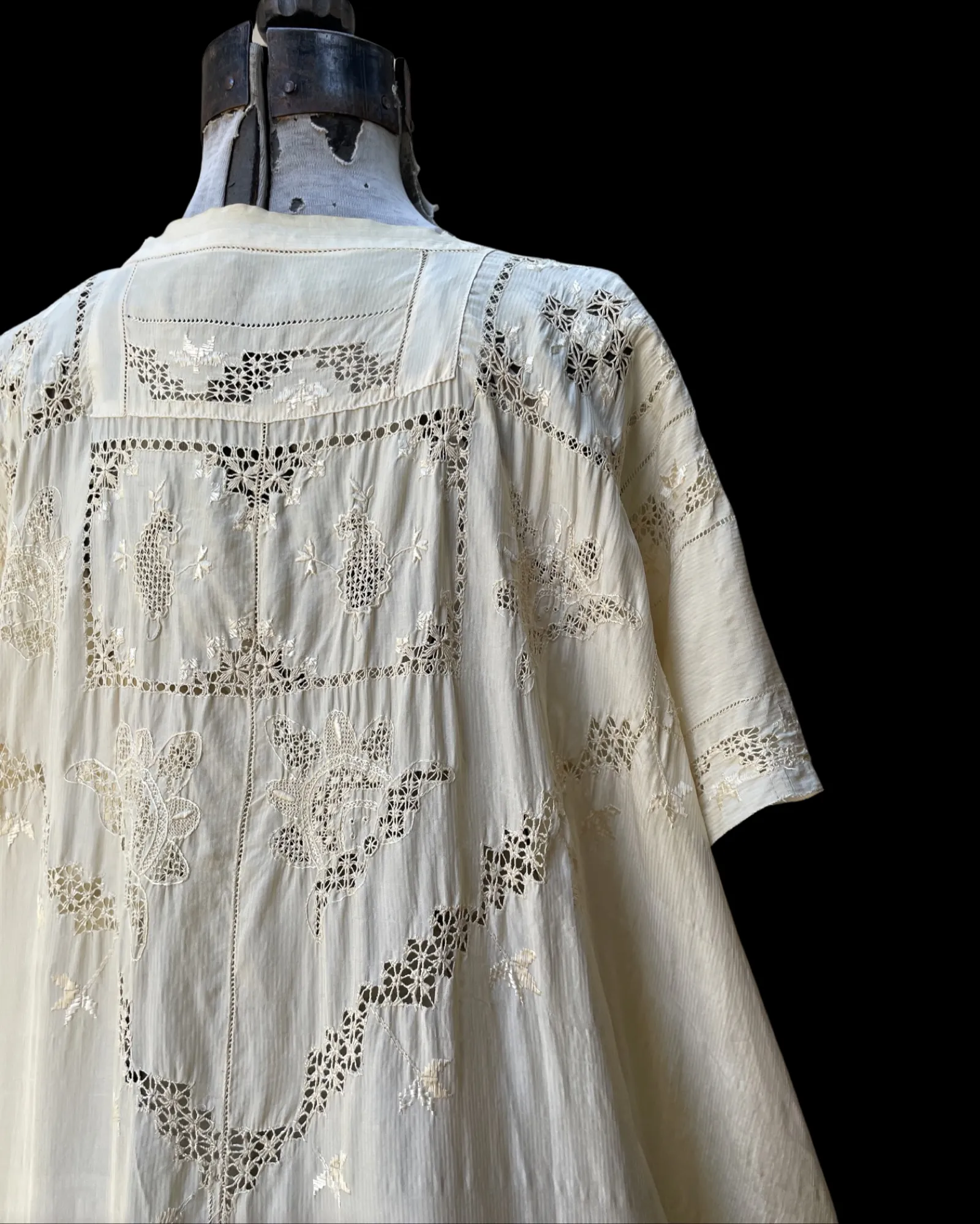 1920s Cutwork & Embroidered Robe/ Caftan