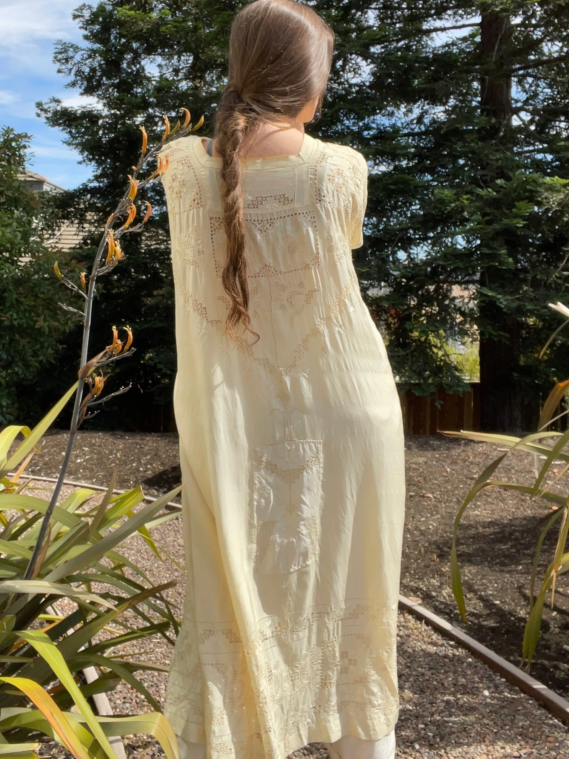 1920s Cutwork & Embroidered Robe/ Caftan