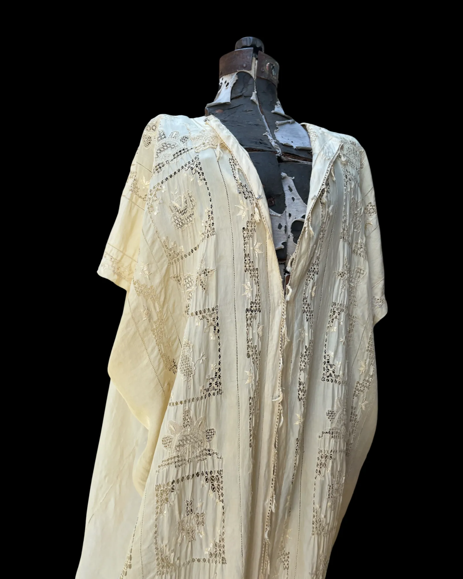 1920s Cutwork & Embroidered Robe/ Caftan