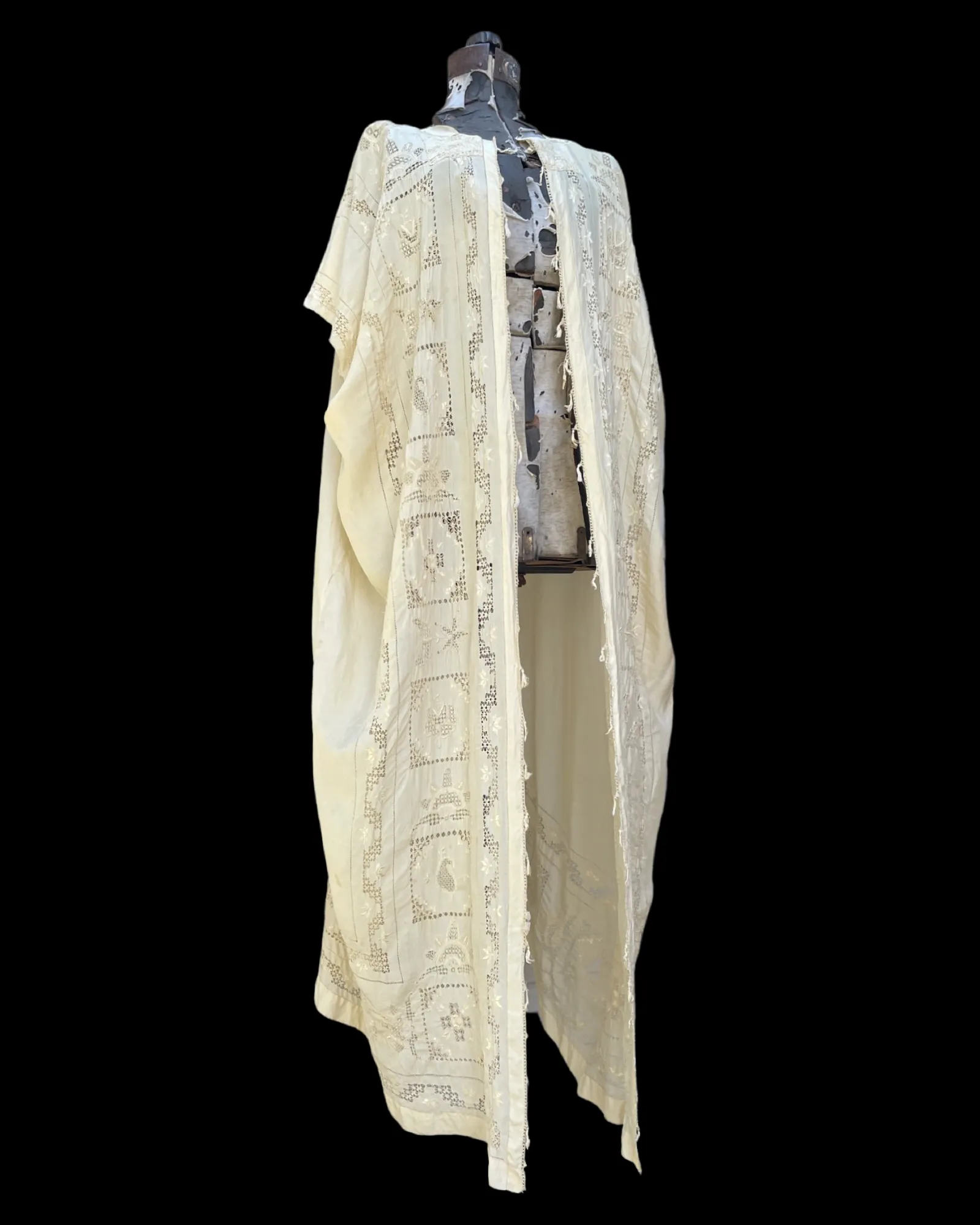 1920s Cutwork & Embroidered Robe/ Caftan