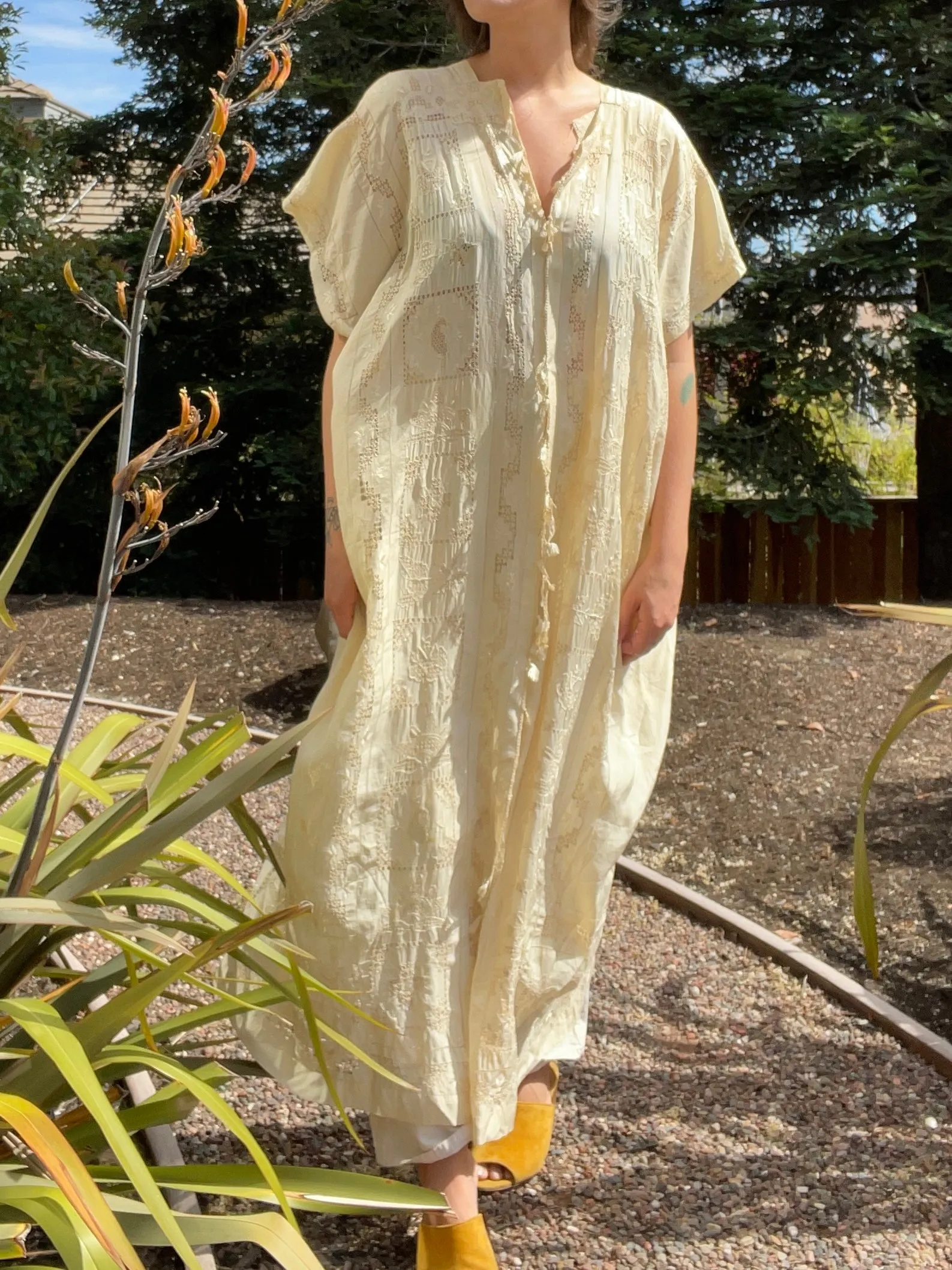 1920s Cutwork & Embroidered Robe/ Caftan