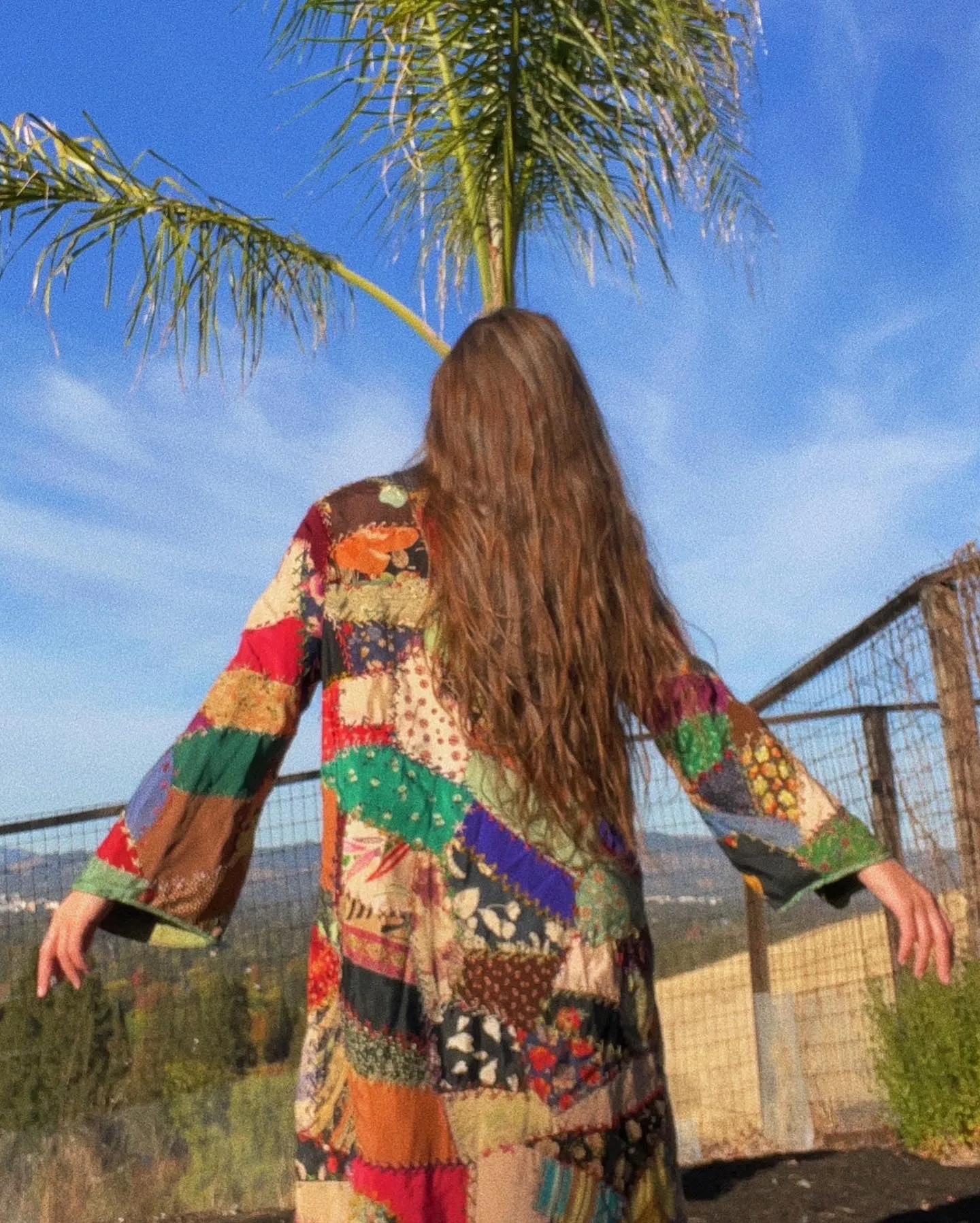 1920s Deco Bell Sleeve Silk Crazy Quilt Robe