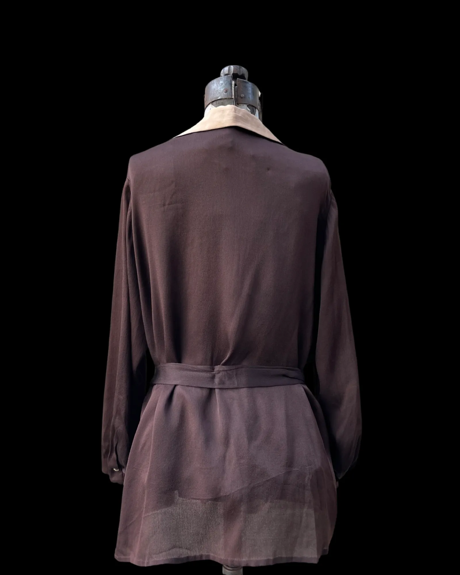 1920s Two Tone Silk Crepe Deco Blouse