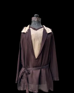 1920s Two Tone Silk Crepe Deco Blouse