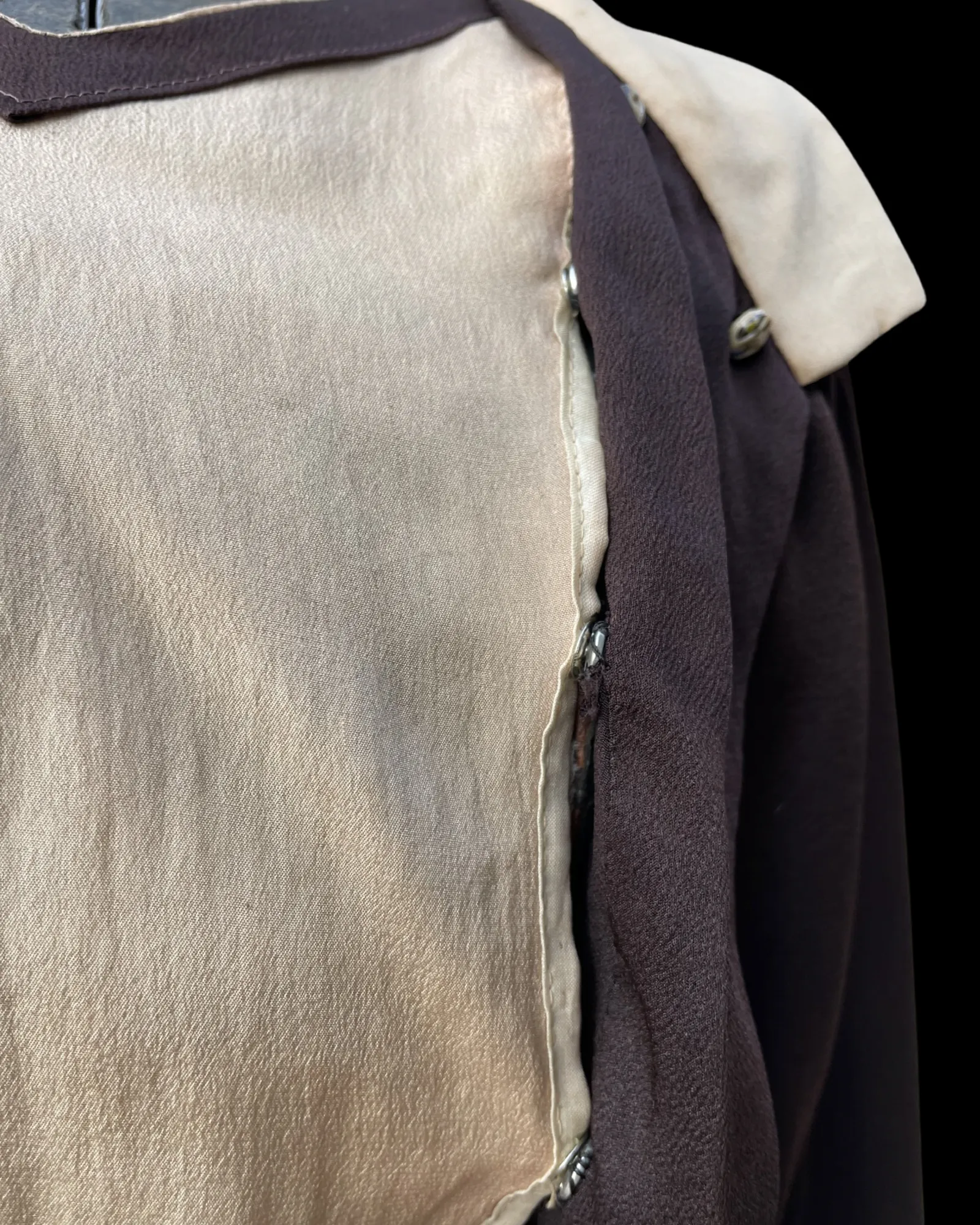 1920s Two Tone Silk Crepe Deco Blouse