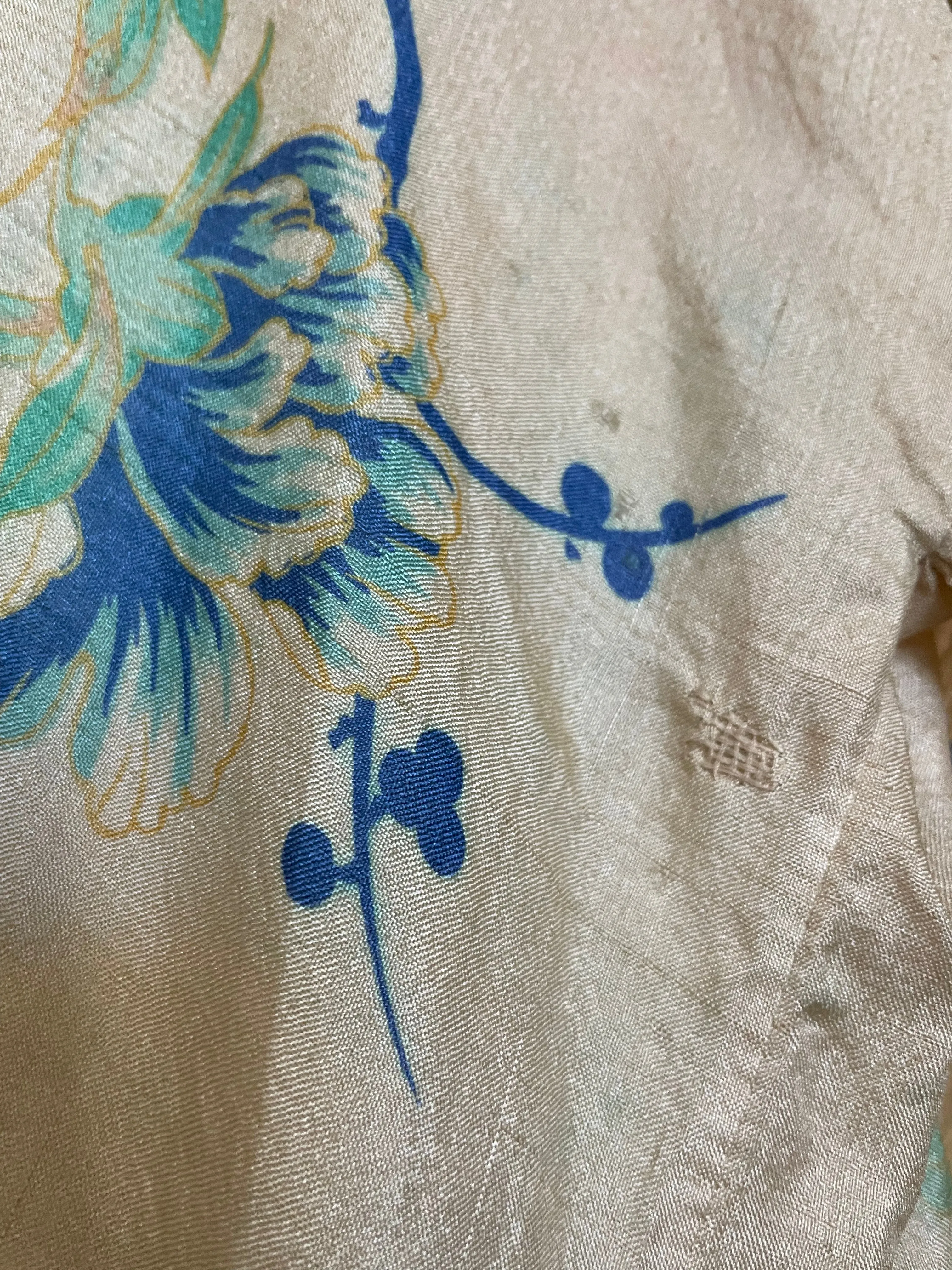 1920s Vibrant Pongee Silk Tie Waist Robe