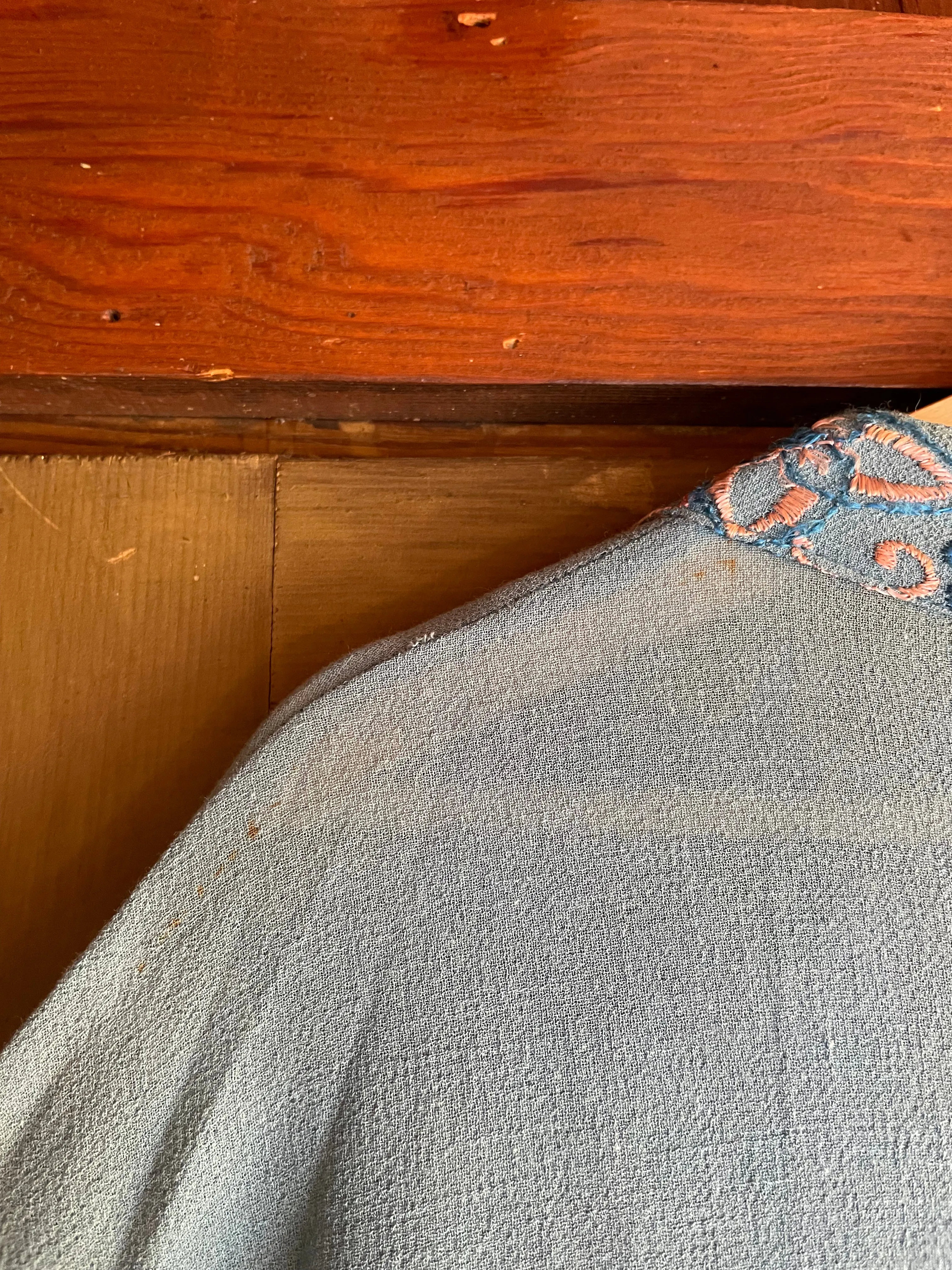 1940s Deco Crepe Baby Blue Wrap Robe Dress