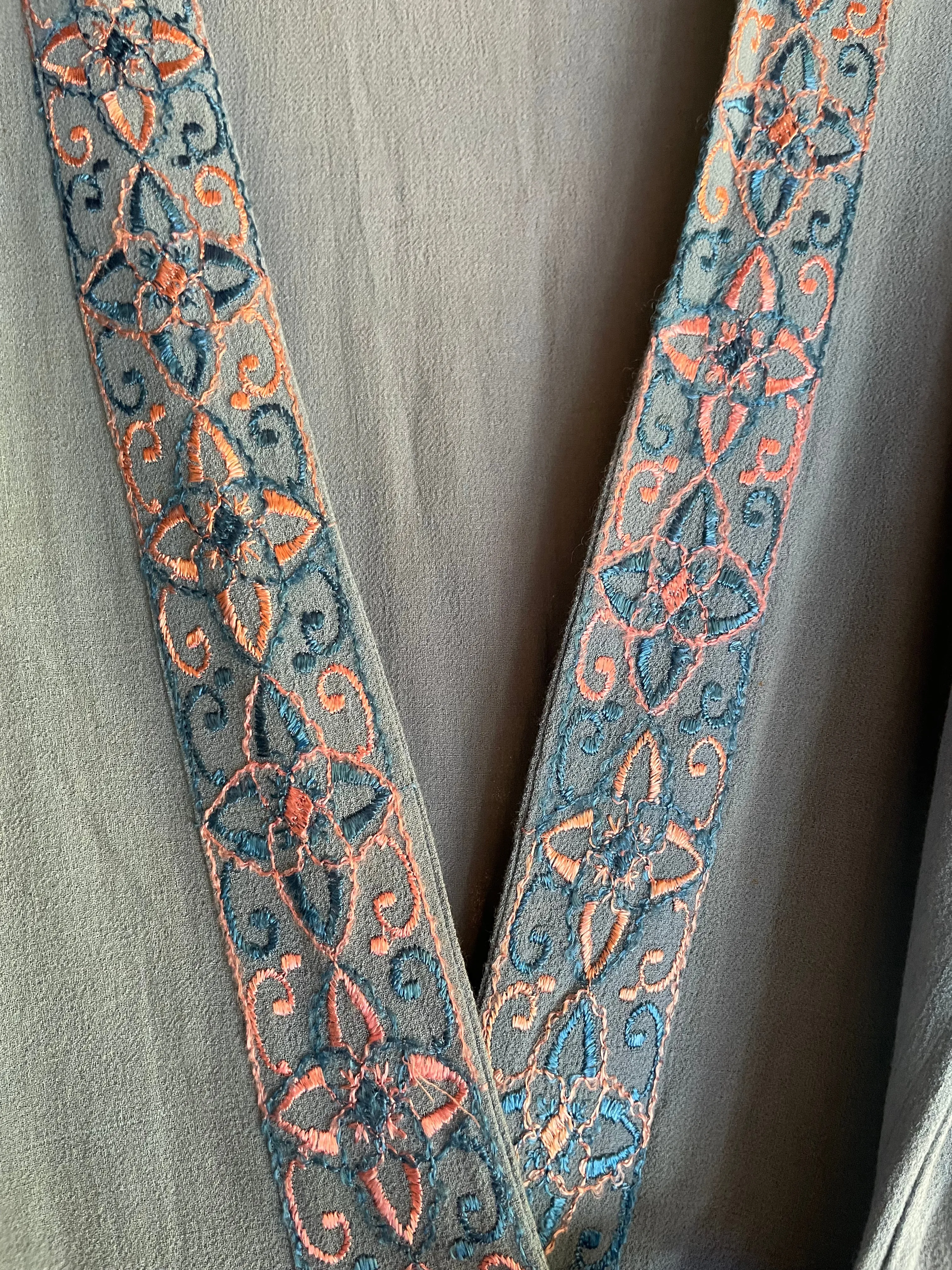 1940s Deco Crepe Baby Blue Wrap Robe Dress
