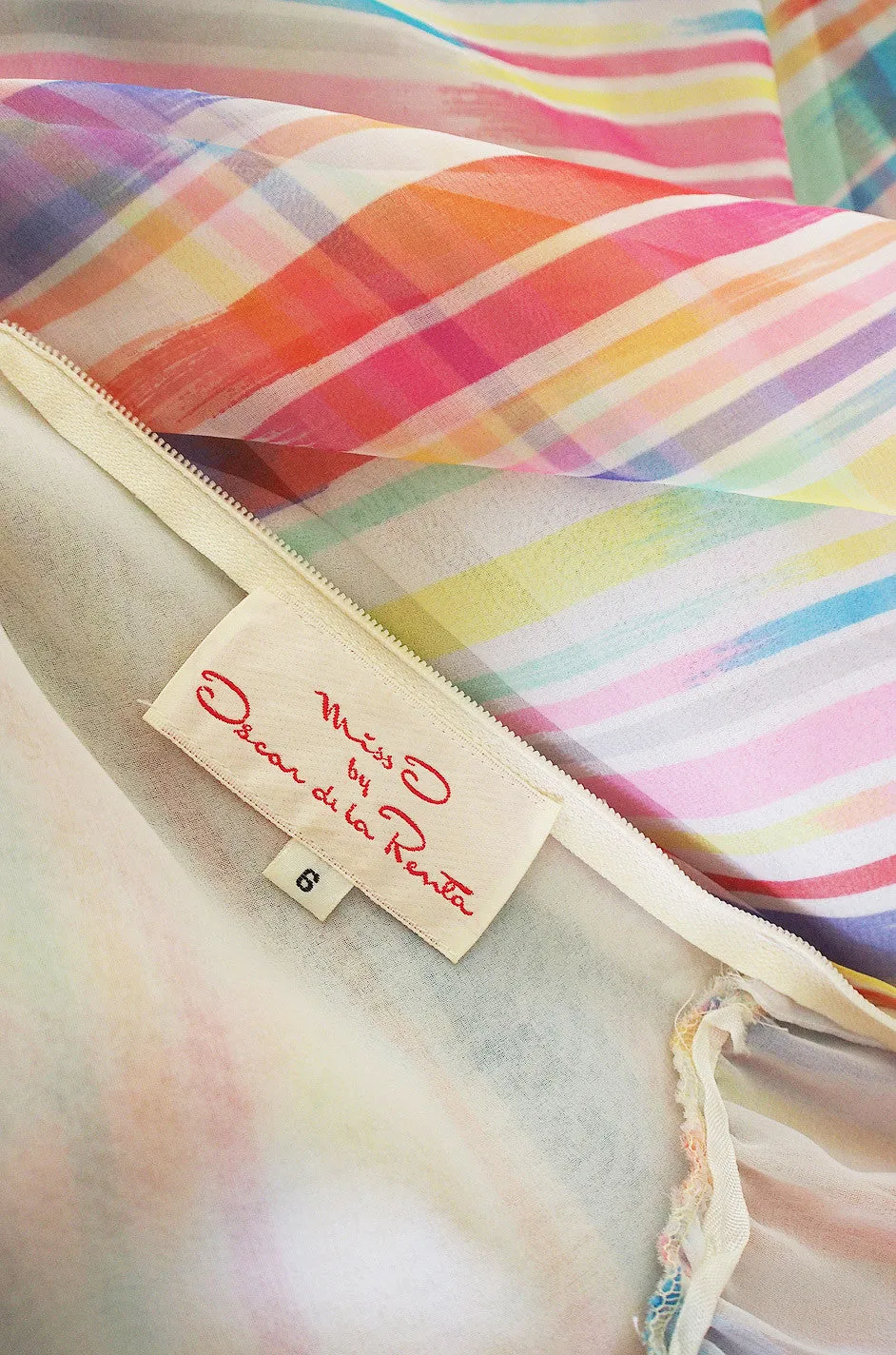 1970s One Shoulder Silk Stripe Oscar De La Renta