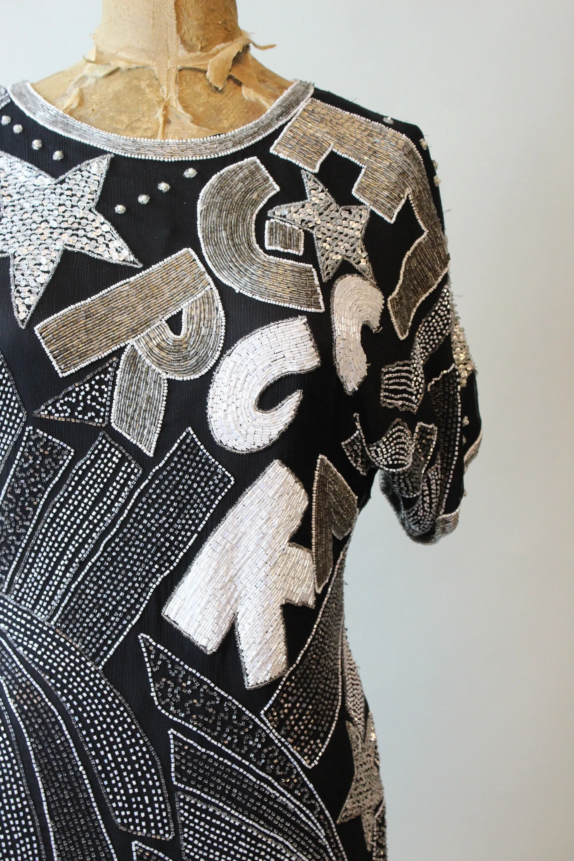 1980s SHOOTING STAR beaded sequin dress xs | new fall