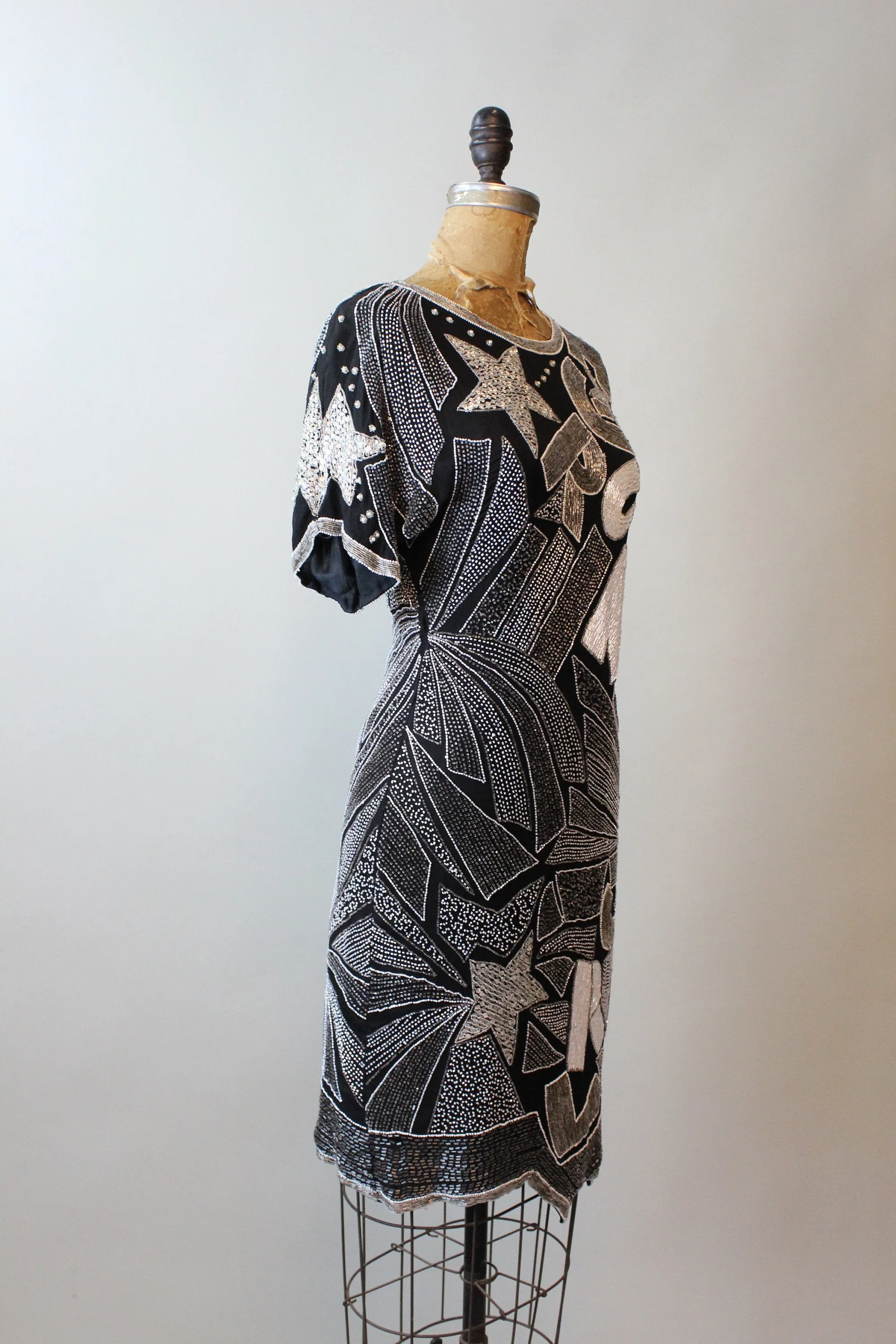 1980s SHOOTING STAR beaded sequin dress xs | new fall