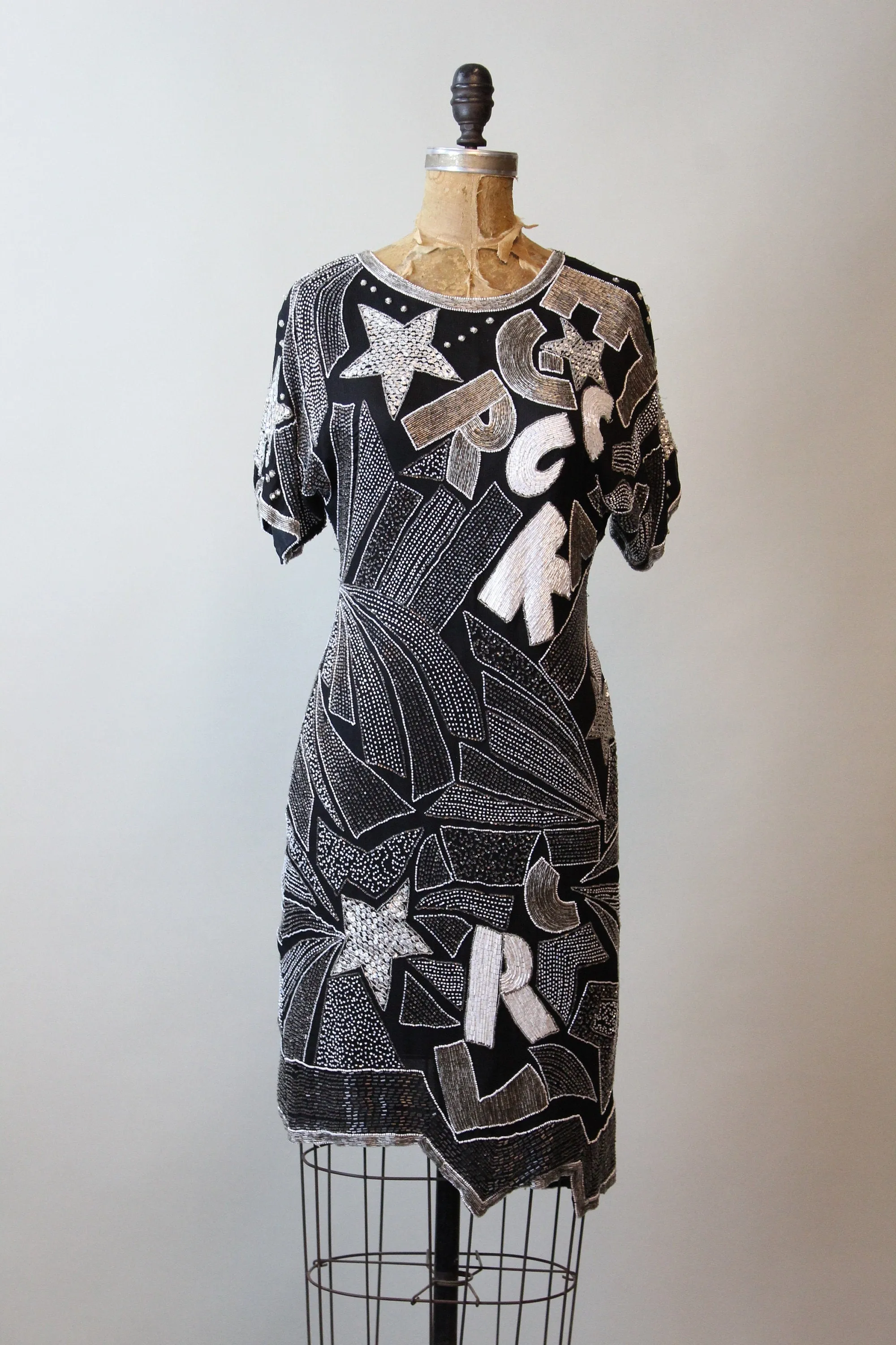 1980s SHOOTING STAR beaded sequin dress xs | new fall