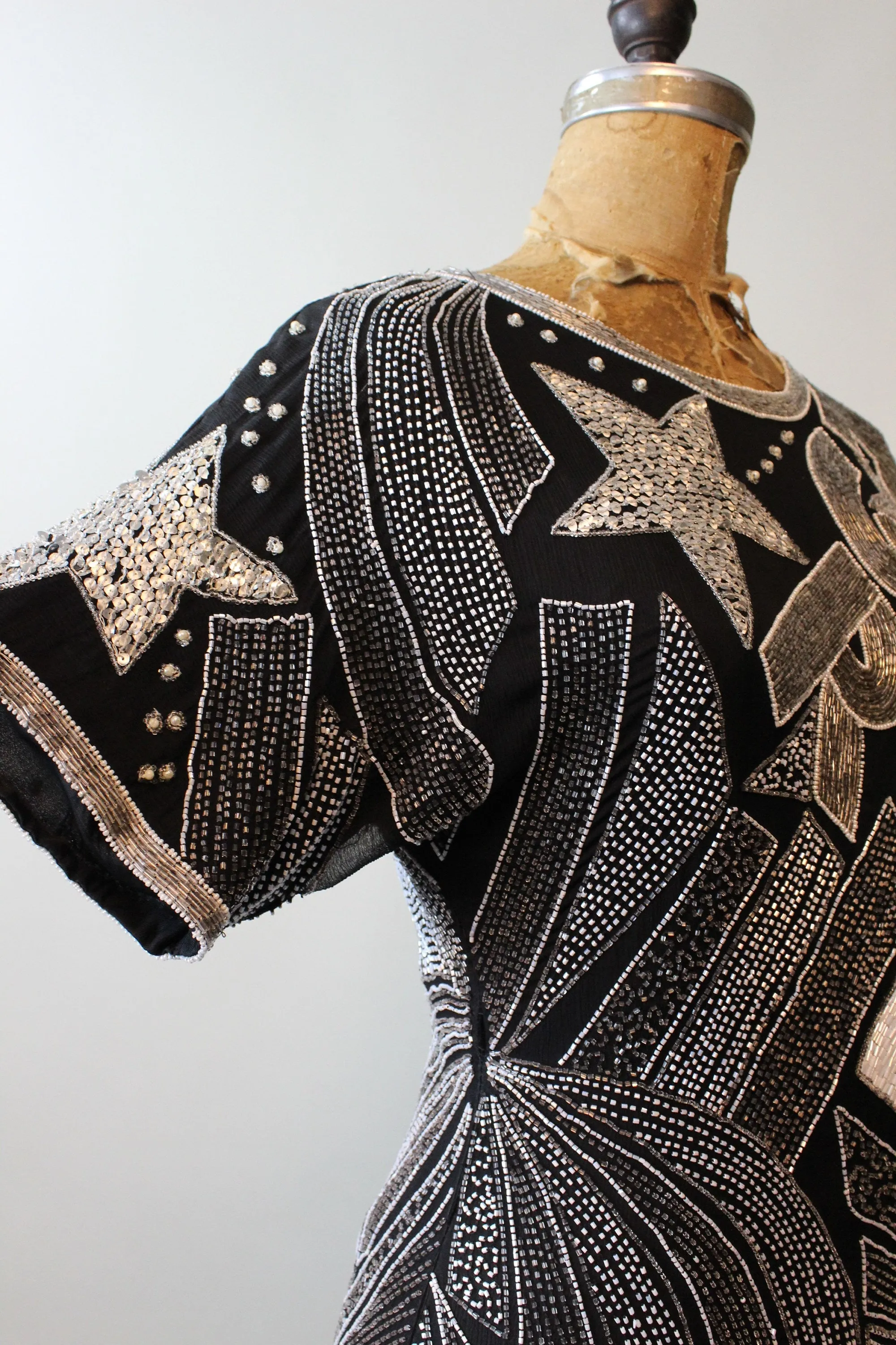1980s SHOOTING STAR beaded sequin dress xs | new fall