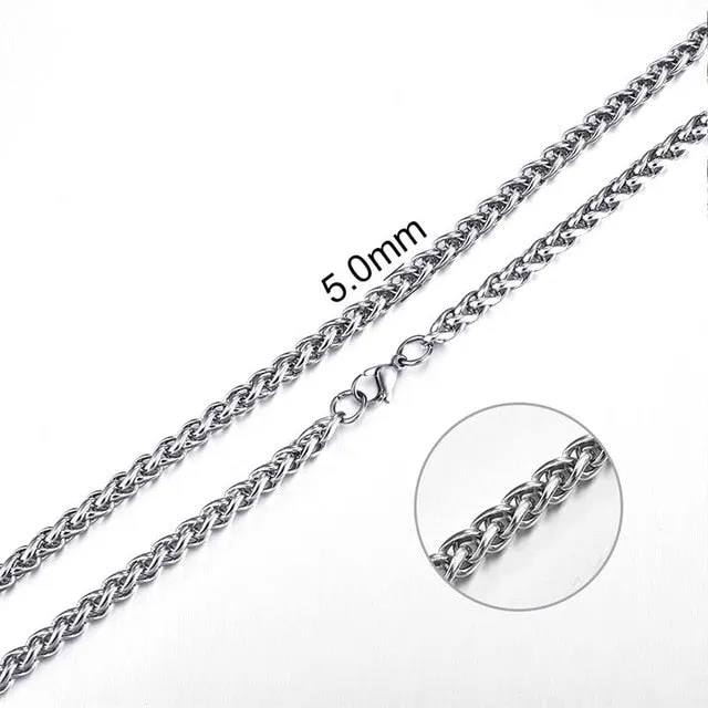 2mm-7mm Rope Chain Necklace, Stainless Steel