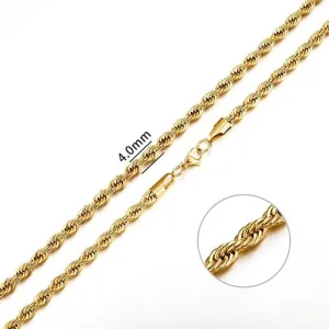 2mm-7mm Rope Chain Necklace, Stainless Steel