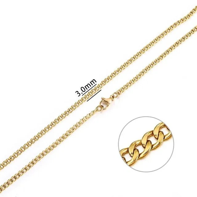 2mm-7mm Rope Chain Necklace, Stainless Steel