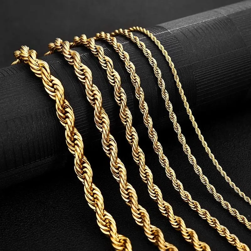 2mm-7mm Rope Chain Necklace, Stainless Steel