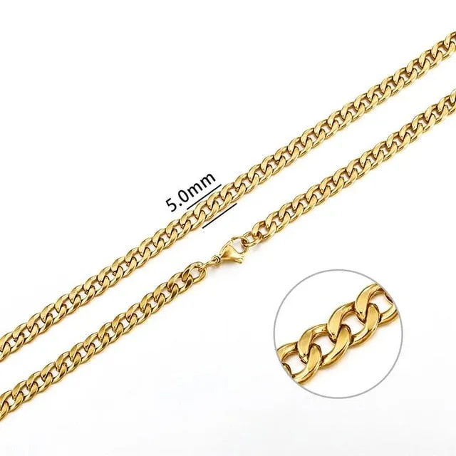 2mm-7mm Rope Chain Necklace, Stainless Steel