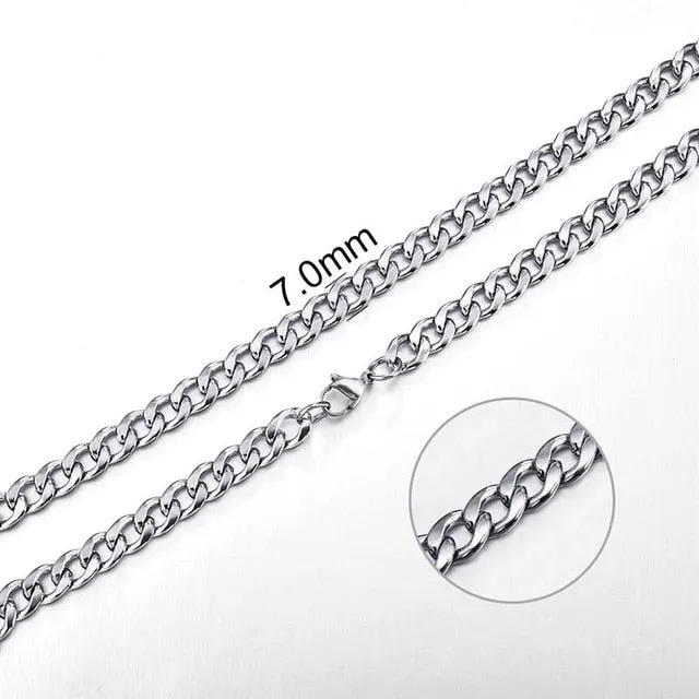 2mm-7mm Rope Chain Necklace, Stainless Steel