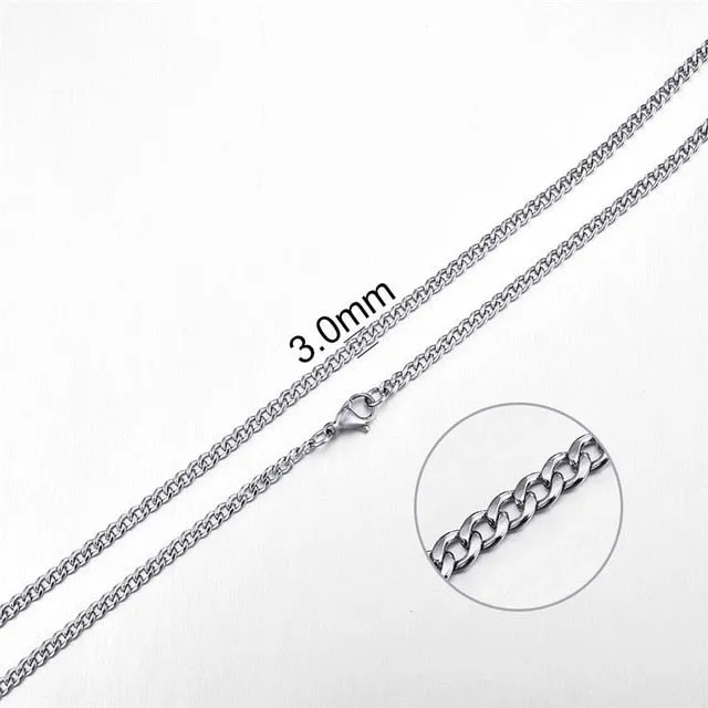 2mm-7mm Rope Chain Necklace, Stainless Steel