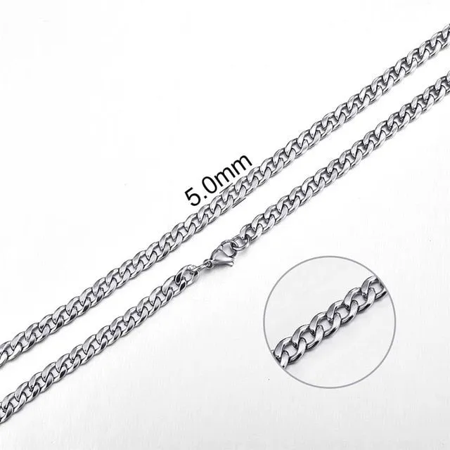 2mm-7mm Rope Chain Necklace, Stainless Steel