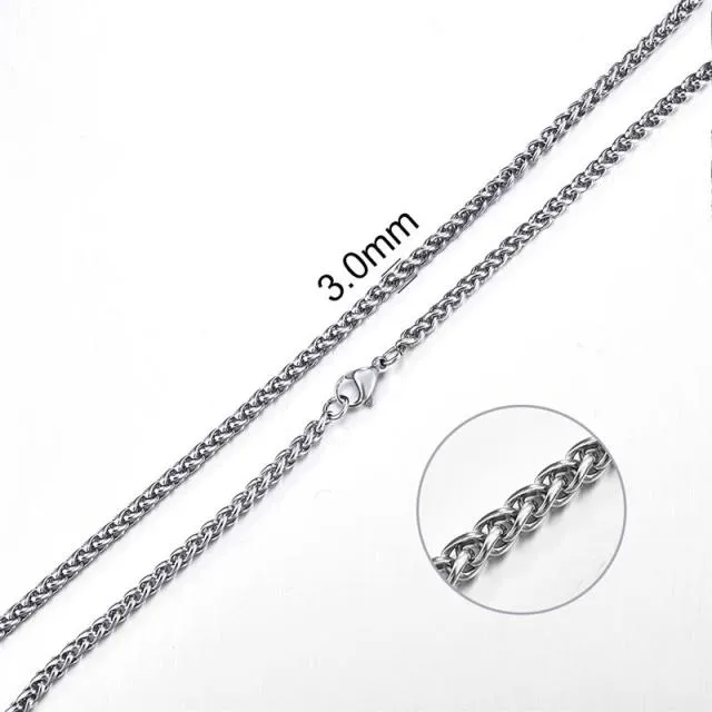 2mm-7mm Rope Chain Necklace, Stainless Steel