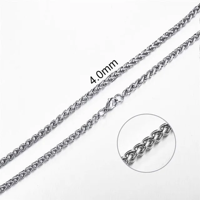 2mm-7mm Rope Chain Necklace, Stainless Steel