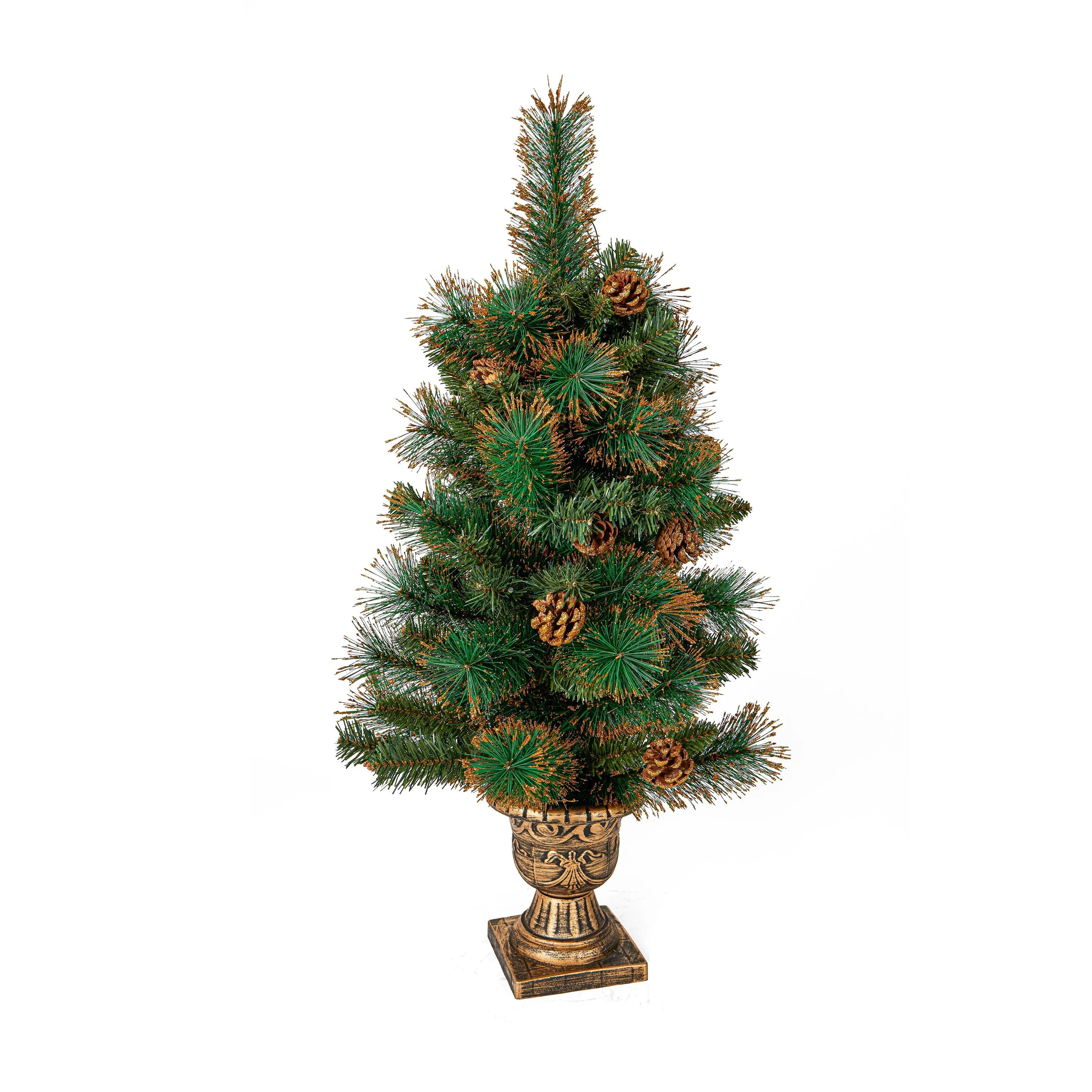 3' Lighted Tree with Pinecones in Gold Stand,phl447