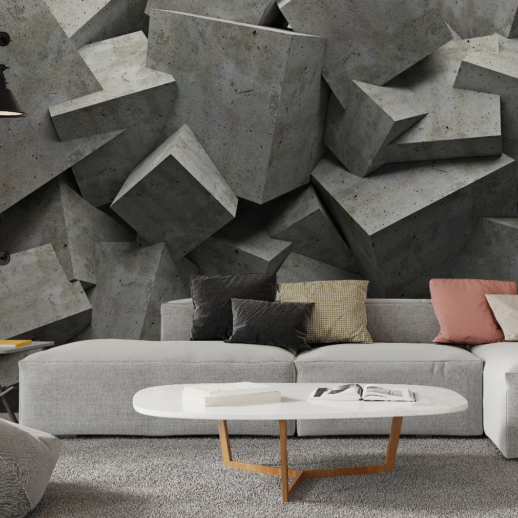 3D Concrete Cubes Wallpaper Mural
