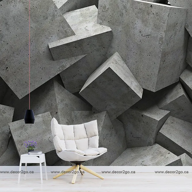 3D Concrete Cubes Wallpaper Mural