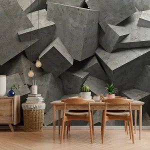 3D Concrete Cubes Wallpaper Mural