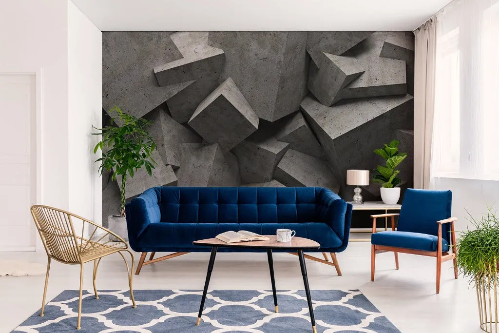 3D Concrete Cubes Wallpaper Mural