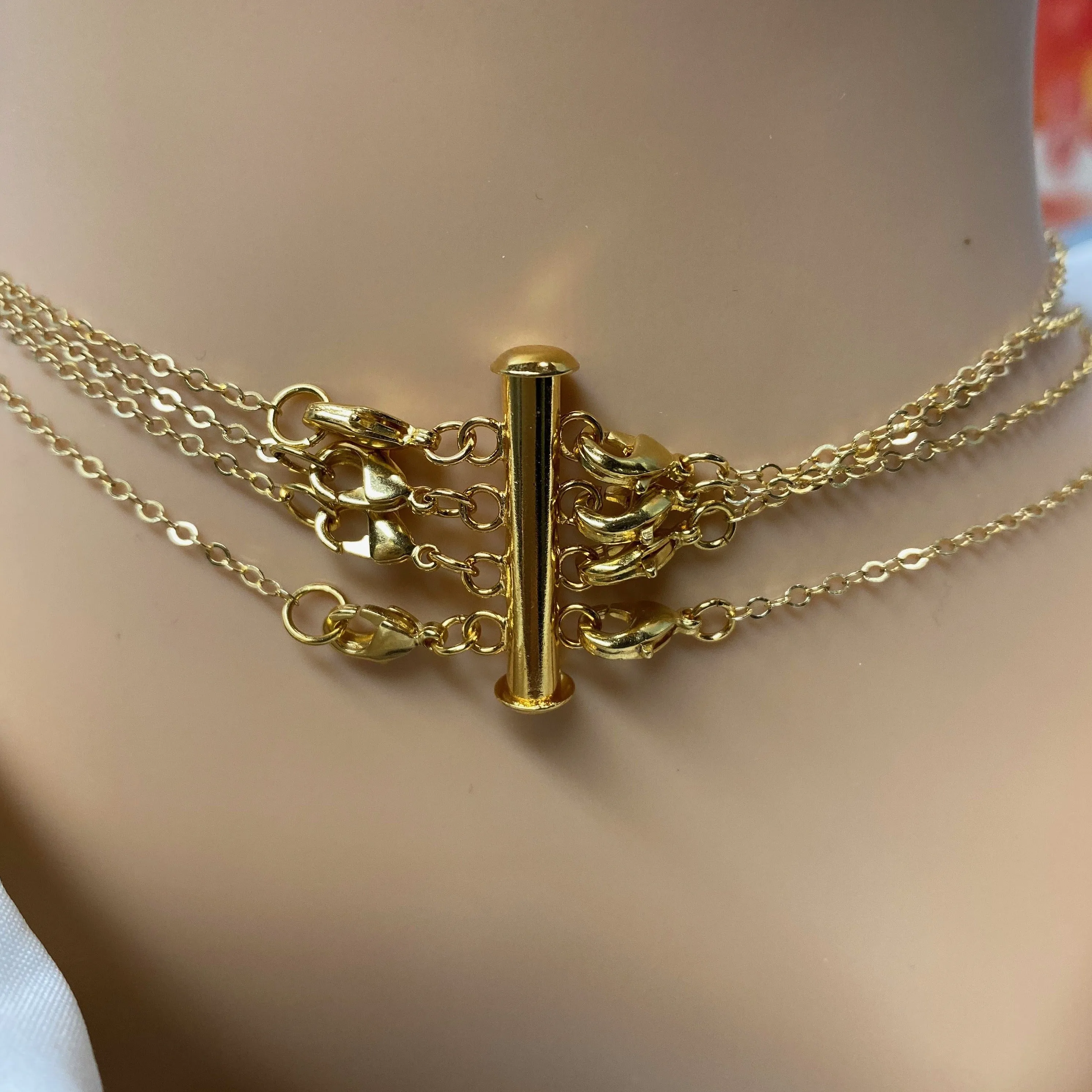 4 Chain Gold Necklace Spacer Tube