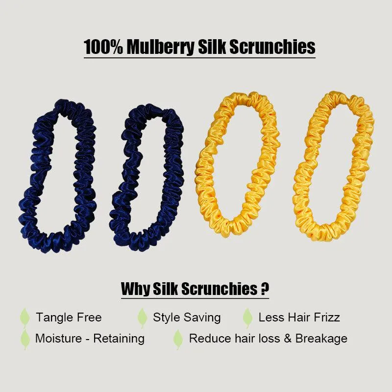 4 Pack Skinny Silk Scrunchies - Brightness - dropshipping