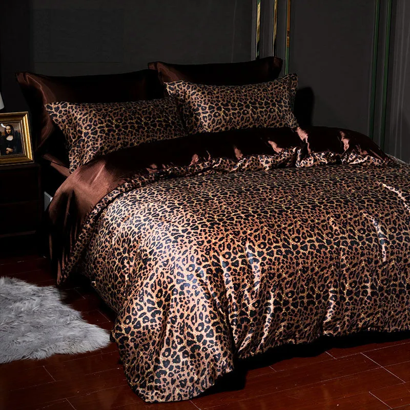4-piece Satin Silk Sheets Set Multicolor, Flat Sheet Duvet Cover Pillowcases