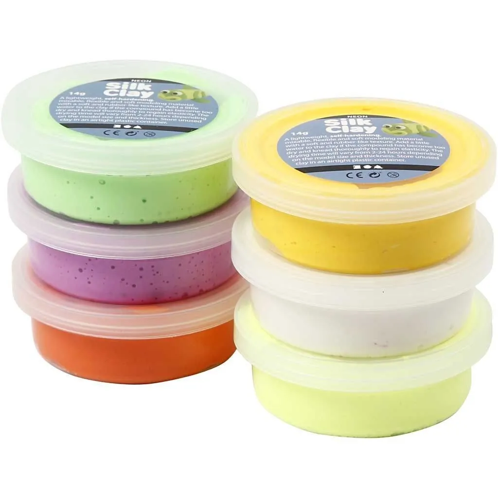 6 x Easter Theme Pliable Assorted Colour Modelling Compound Plastic Tubs
