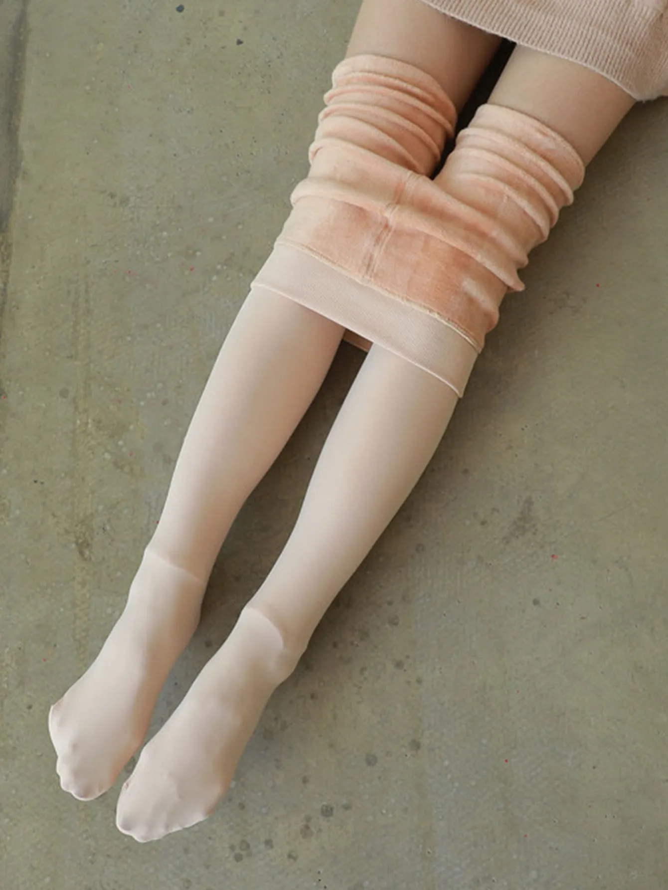 800D Solid Minimalist Tights - Apricot