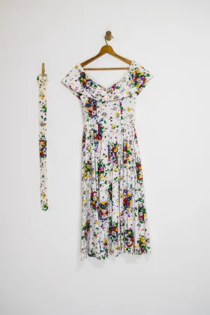 80’s FLORAL PARTY DRESS / SMALL
