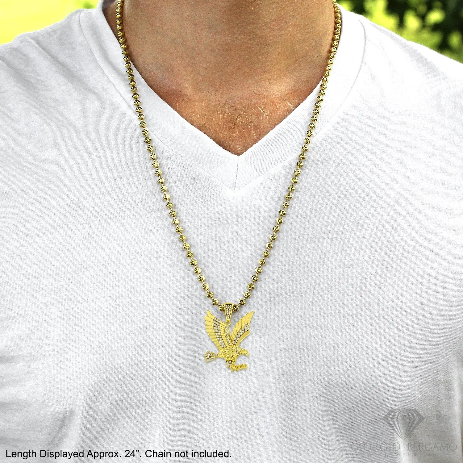 925 Sterling Silver Micro Pave Bald Eagle Pendant Only
