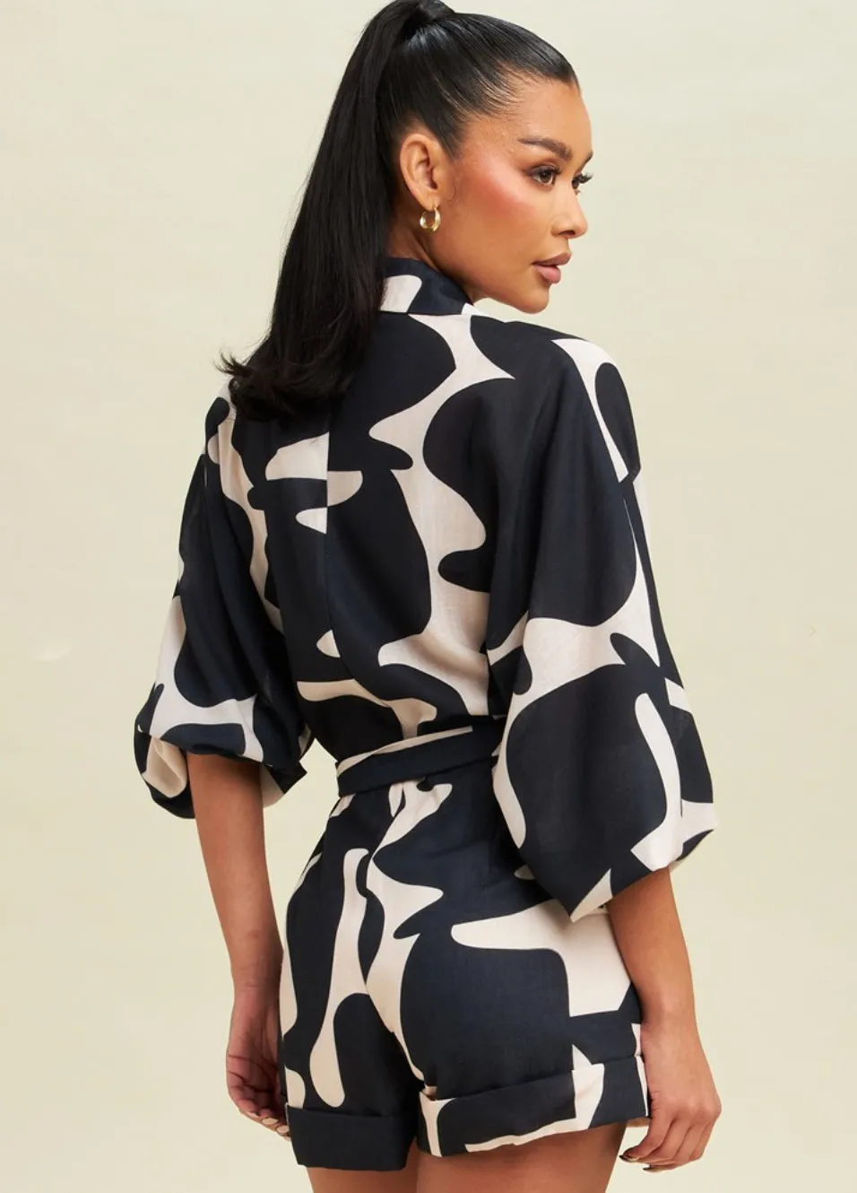 Abstract Linen Romper