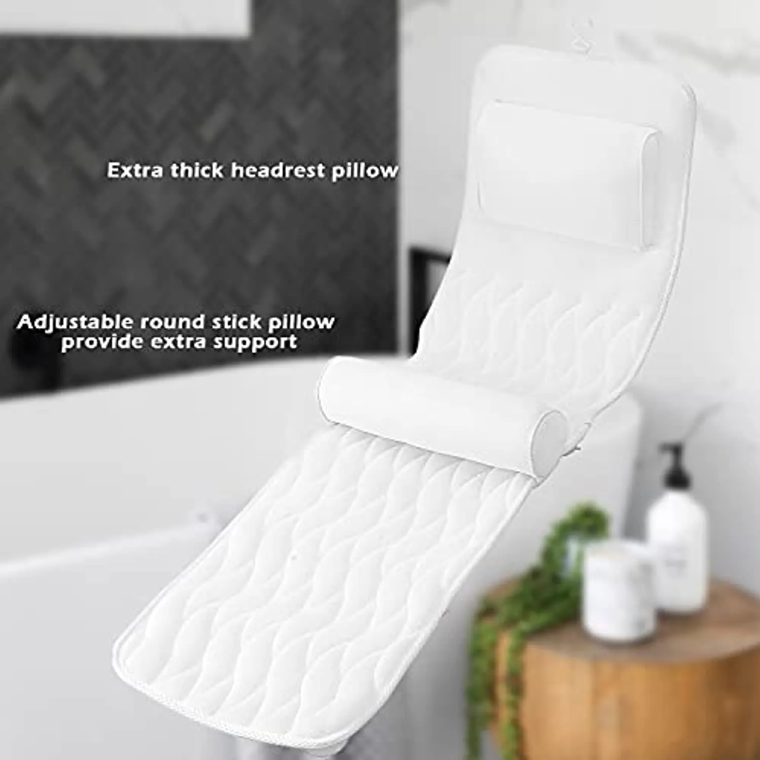 AEROiVi Full Body Bath Pillow with Lumbar Pillow Bathtub Cushion with 14 Suction Cups 3D Air Mesh Fit Any Tub