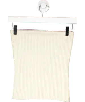 almada label Cream Lou Cashmere Wool Blend Strapless Top UK S