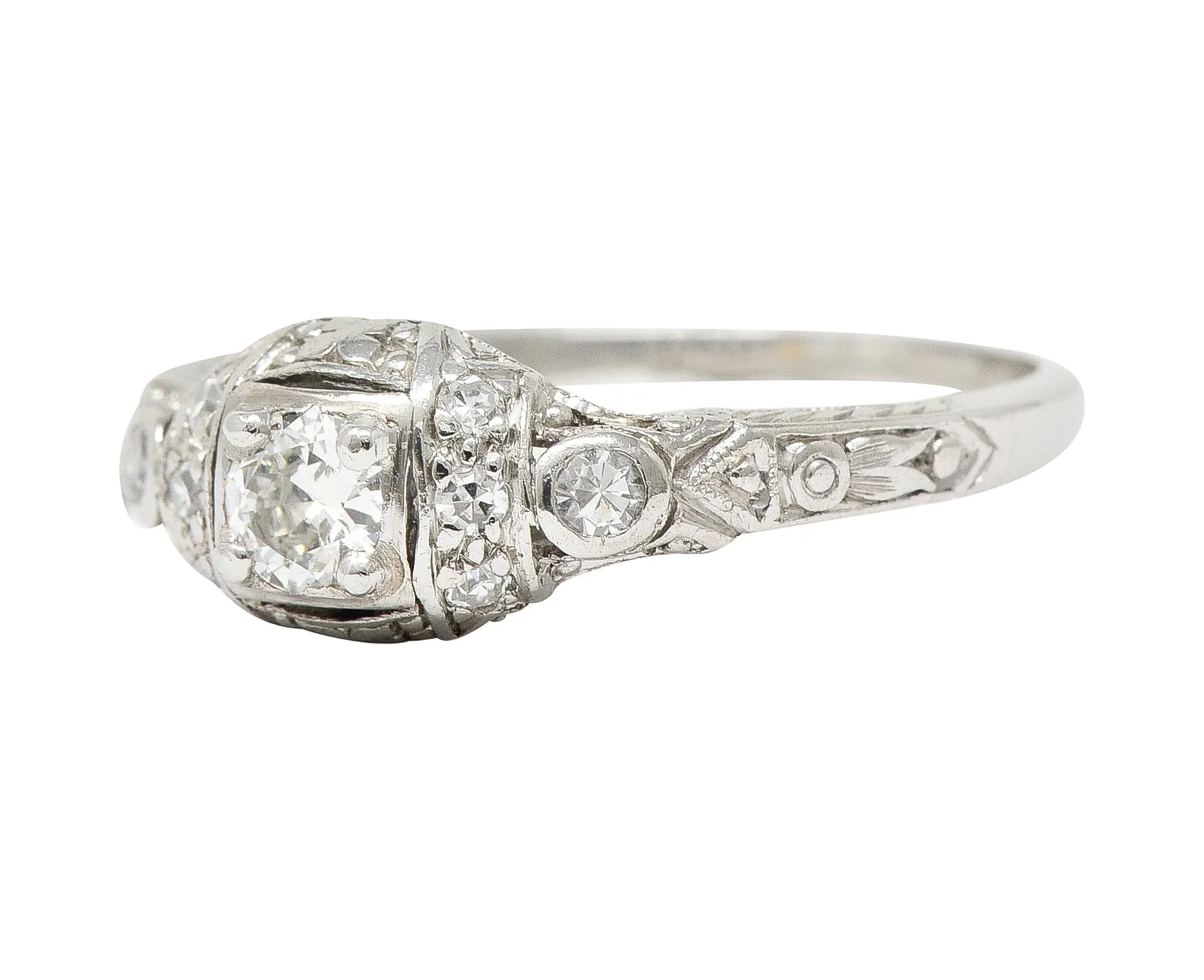 Art Deco 0.30 CTW Diamond Platinum Ornate Geometric Engagement Ring